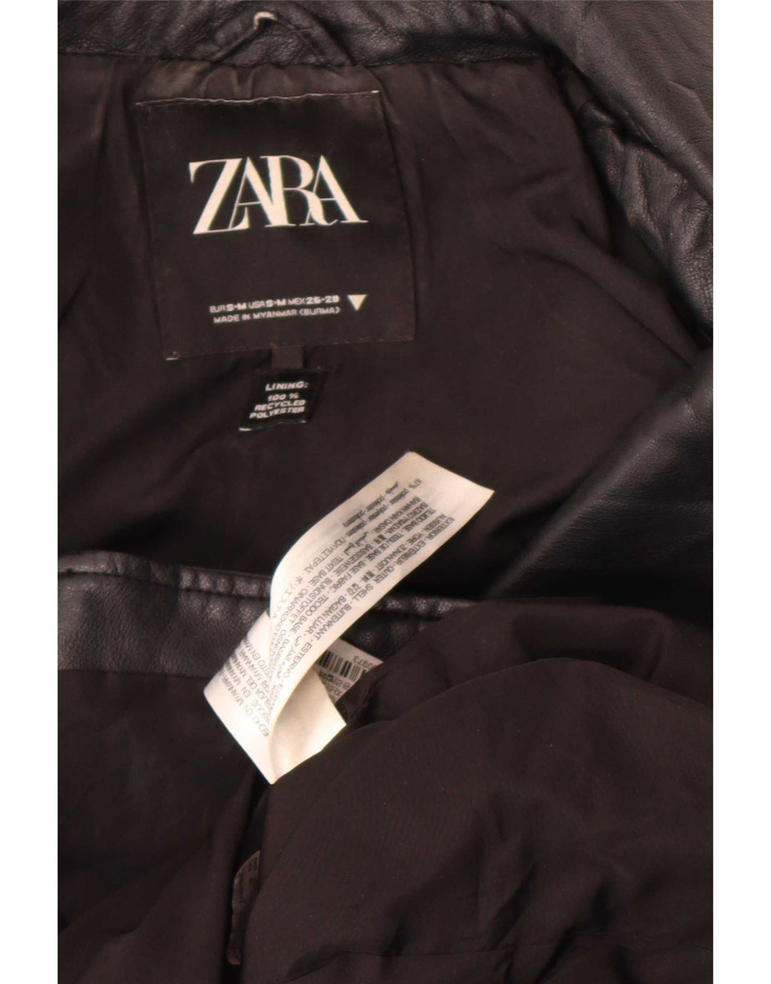 Zara ženska prevelika biciklistička jakna od umjetne kože UK 10, mali crni poliester
