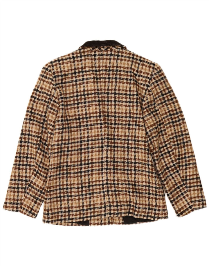 Vintage ženski sako sa 2 gumba UK 14 srednje bež houndstooth
