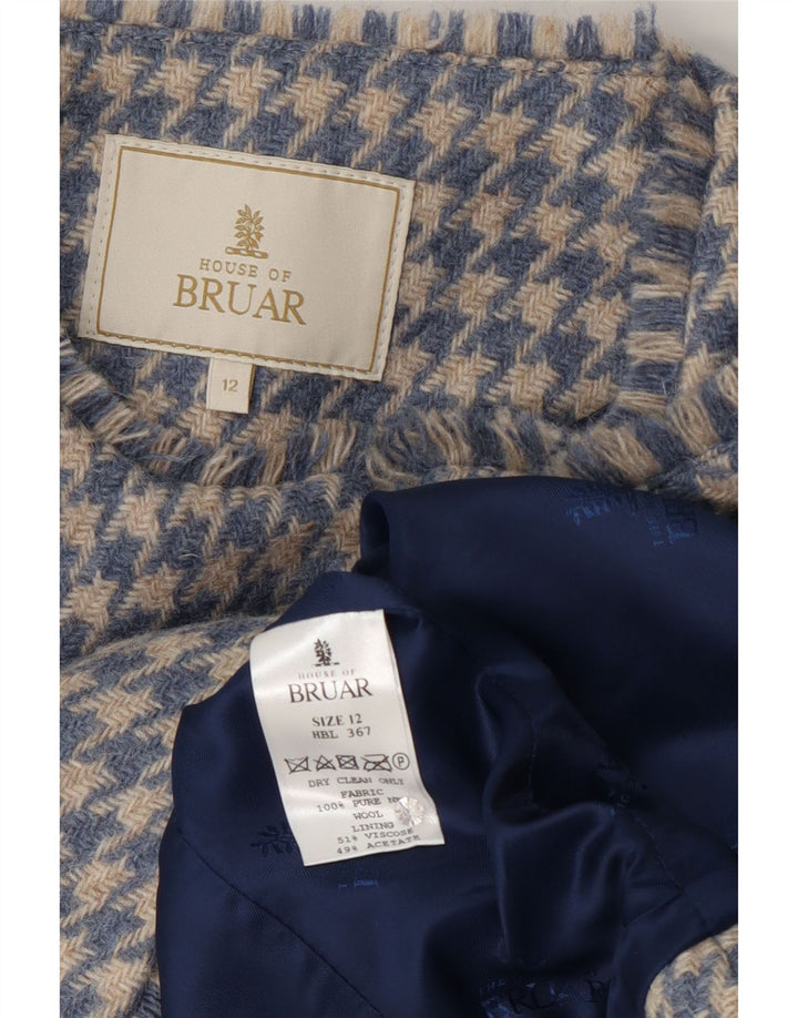 HOUSE OF BRUAR Ženska jakna jakna UK 12 Srednje plava vuna u obliku ptičje zube