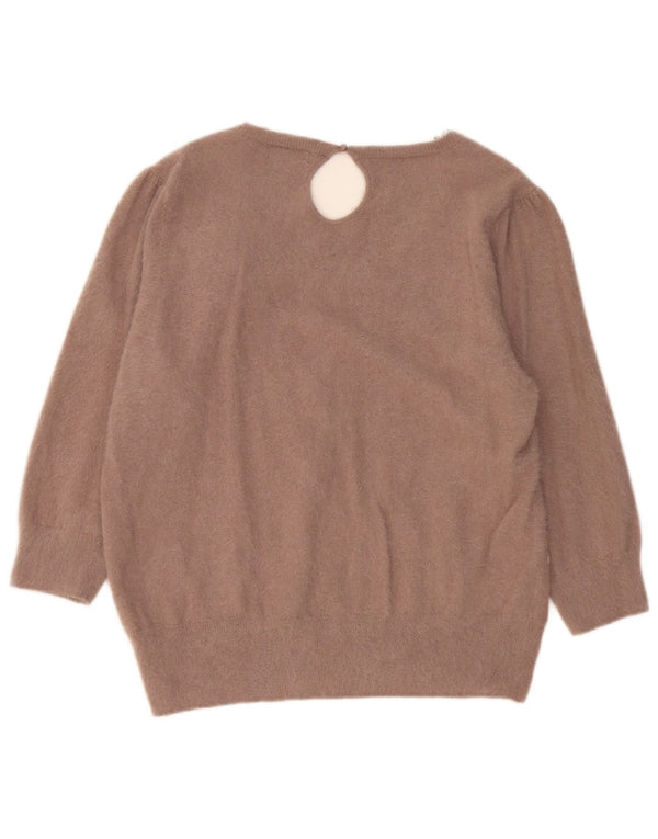 MONSOON Womens 3/4 Sleeve Boat Neck Jumper Sweater UK 22 3XL Beige Floral