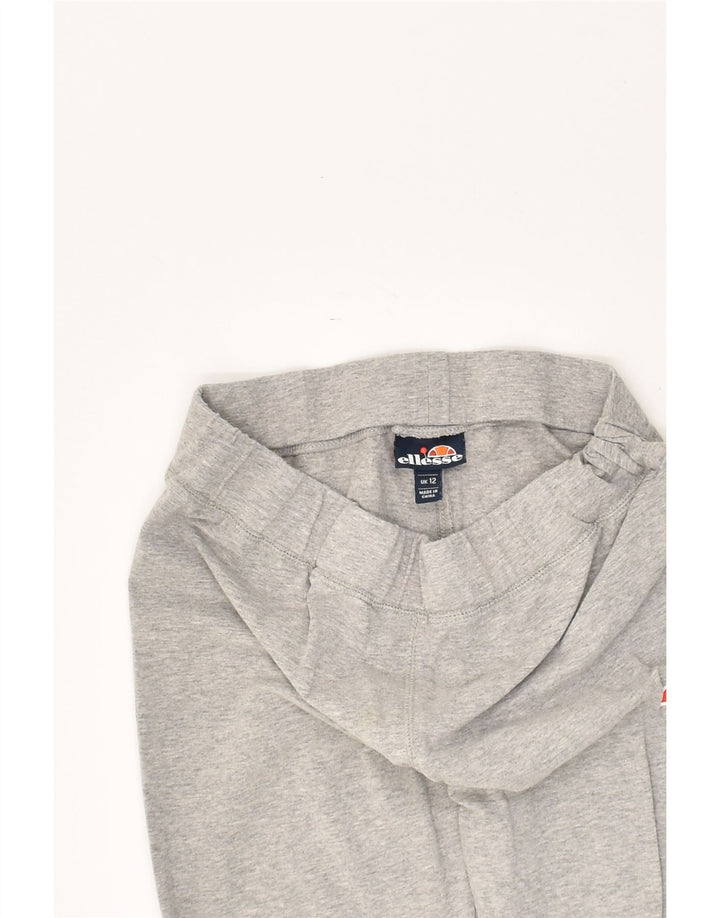 ELLESSE Womens Graphic Tracksuit Trousers UK 12 Medium Grey Cotton | Vintage Ellesse | Thrift | Second-Hand Ellesse | Used Clothing | Messina Hembry 