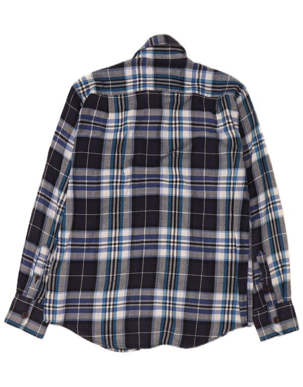 Abercrombie & Fitch Mens Muscle Flannel Shirt Small Navy Blue Check