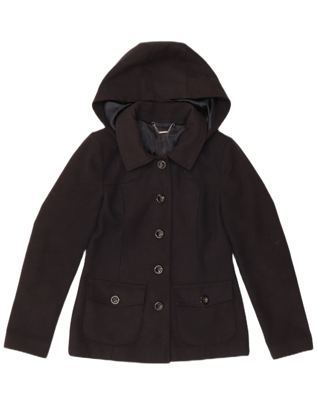 LAURA ASHLEY Ženska jakna s kapuljačom s 5 gumba UK 10 Mala tamnoplava