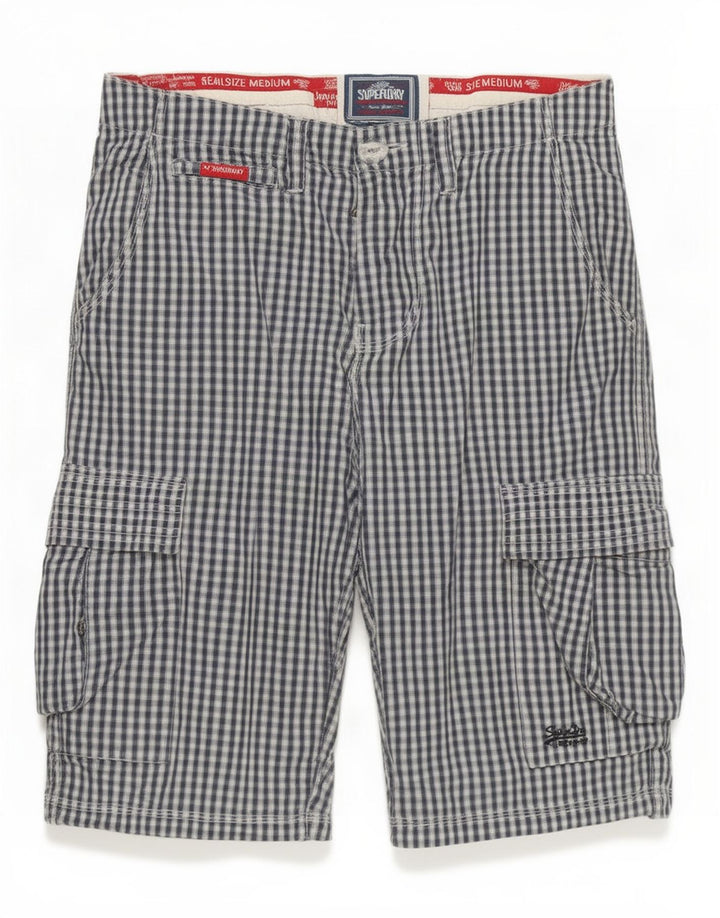 Superdry muške kargo kratke hlače srednje veličine W32 tamnoplavi pamuk od ginghama