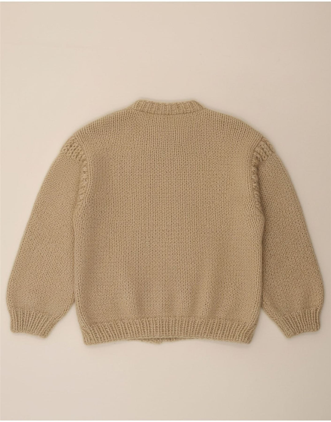 VINTAGE Mens Crew Neck Jumper Sweater Large Beige