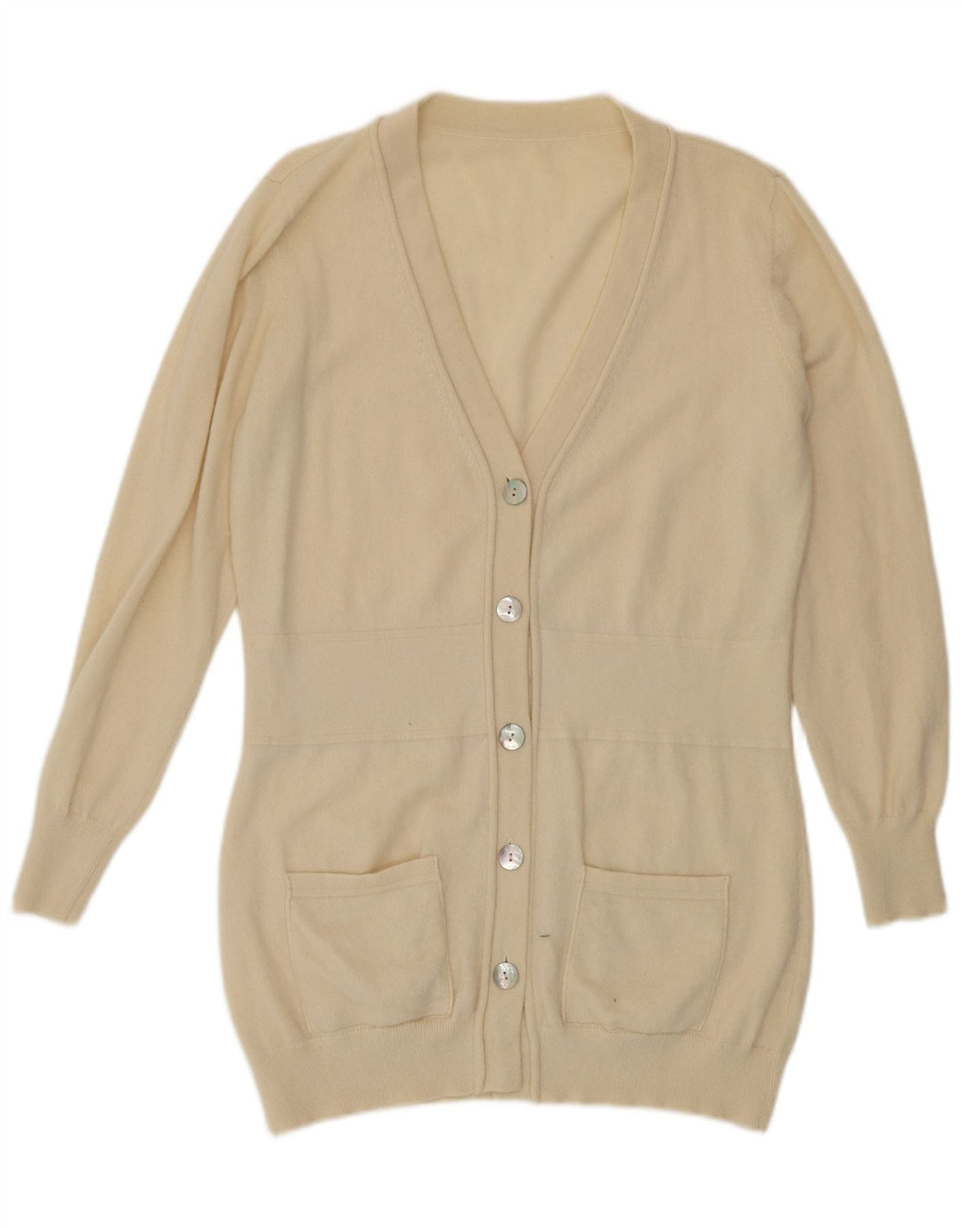 VINTAGE Womens Longline Cardigan Sweater UK 14 Medium Beige