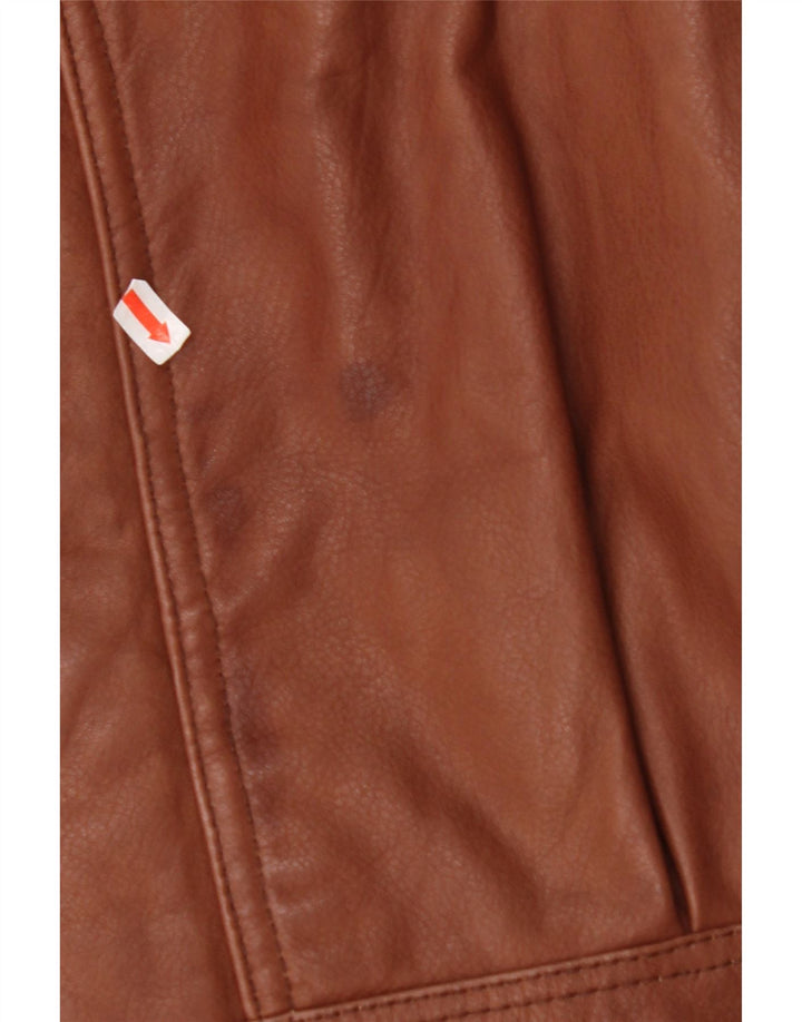 VINTAGE muški kožni kaput s kapuljačom IT 48 Srednje smeđa koža