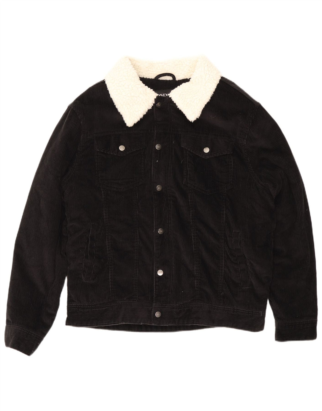 ZARA muška Sherpa jakna od samta UK 42 XL crni pamuk u boji