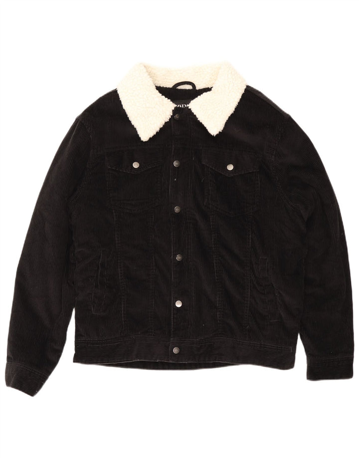 ZARA muška Sherpa jakna od samta UK 42 XL crni pamuk u boji