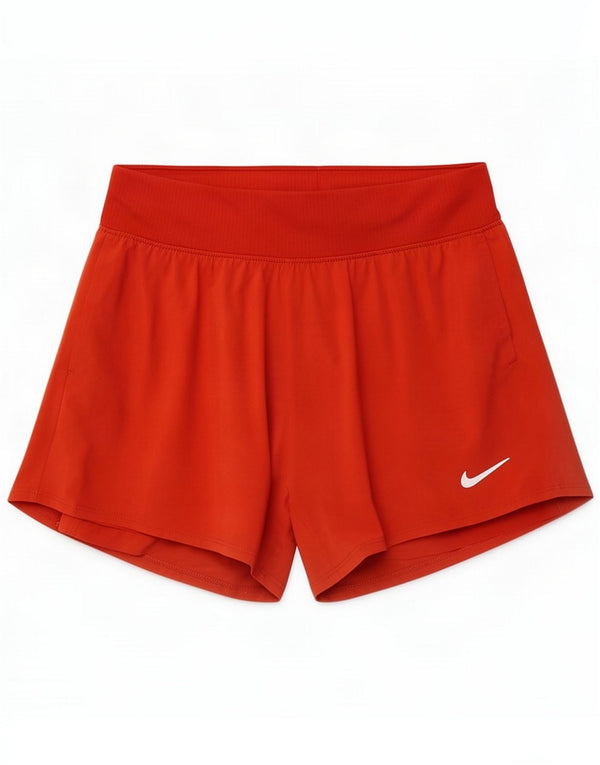 Nike Womens Dri Fit Slim Sport Shorts UK 8 Small Orange Polyester