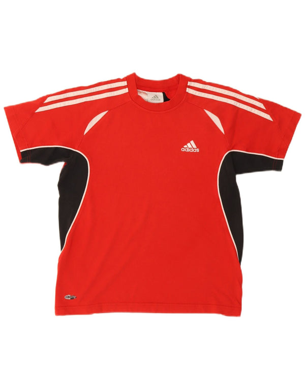 Adidas Boys Climalite T-Shirt Top 13-14 Years Red Colourblock Pamuk