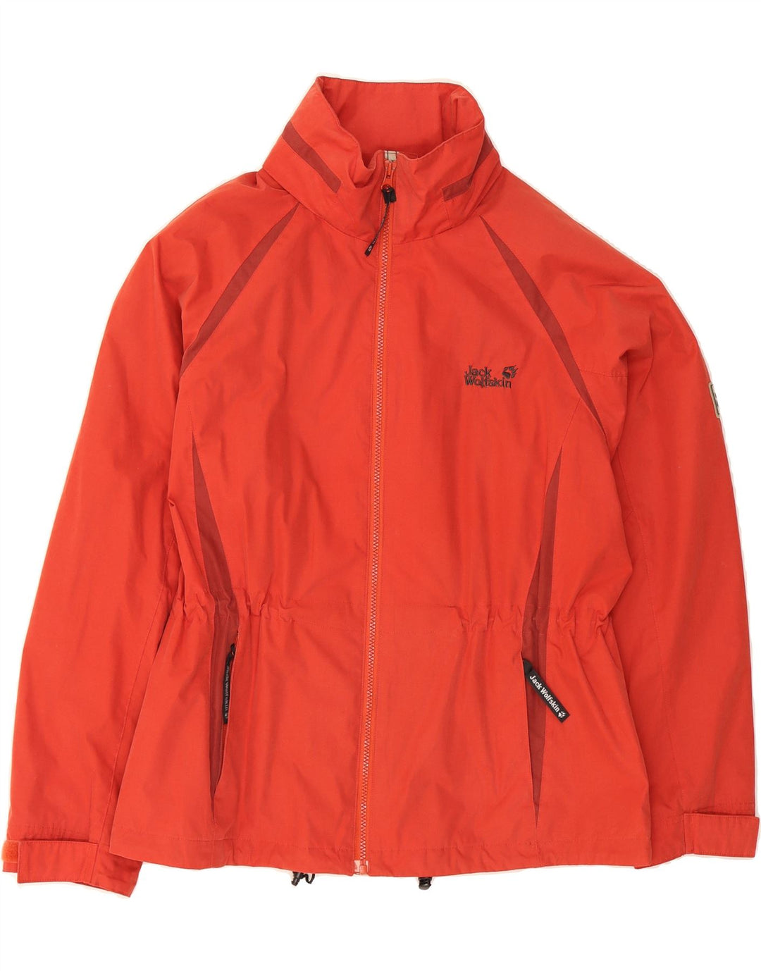 JACK WOLFSKIN Womens Hooded Rain Jacket UK 14/16 Large Red Polyester Vintage Jack Wolfskin and Second-Hand Jack Wolfskin from Messina Hembry 