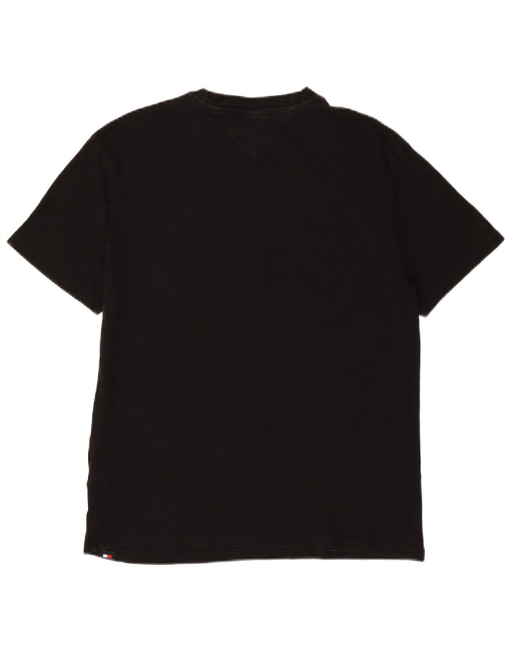 TOMMY HILFIGER Mens Graphic T-Shirt Top Medium Black Cotton
