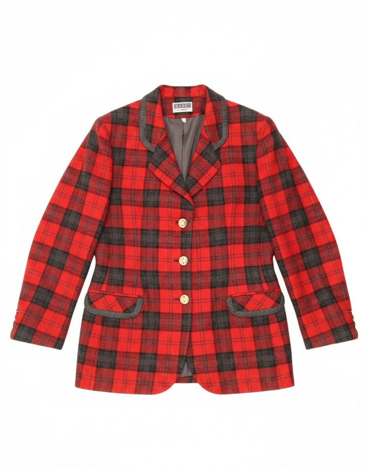 Bagarry ženski sako s 3 gumba IT 44 srednje crvene karirane vune