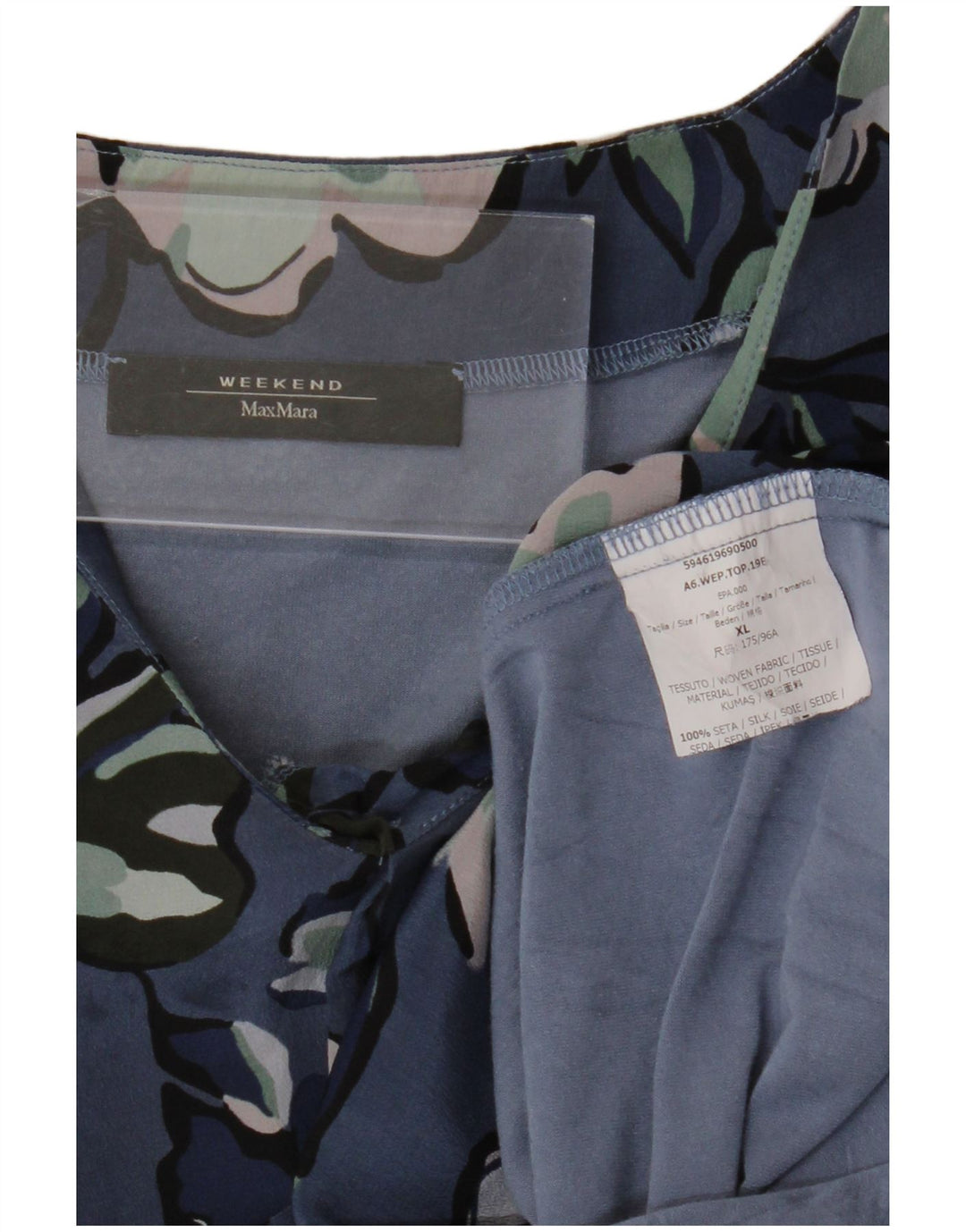 Max Mara gornji dio ženske vikend bluze UK 18 XL tamnoplava cvjetna svila