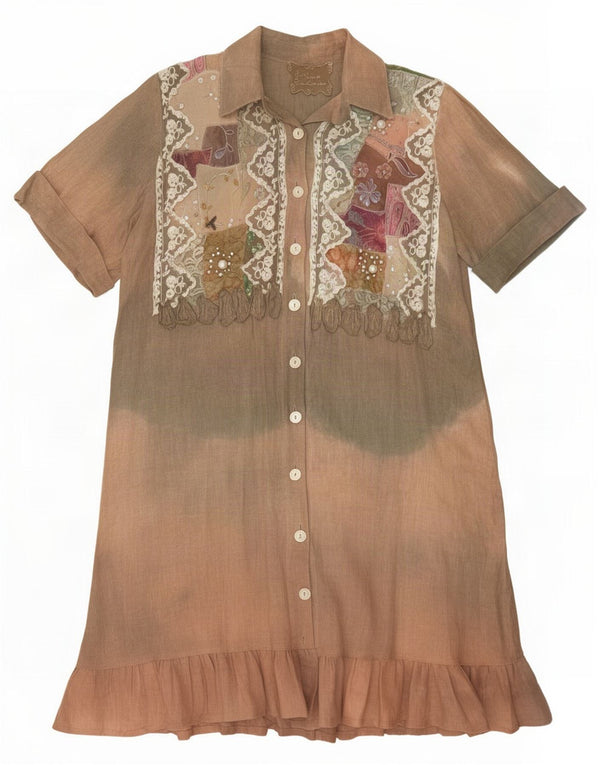 Ženska košulja Antica Sartoria UK 16 Large Brown Colourblock