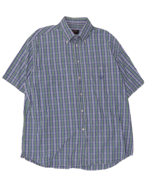 Paul & Shark muška jahtaška košulja kratkih rukava veličina 45 17 3/4 XL plavi karirani