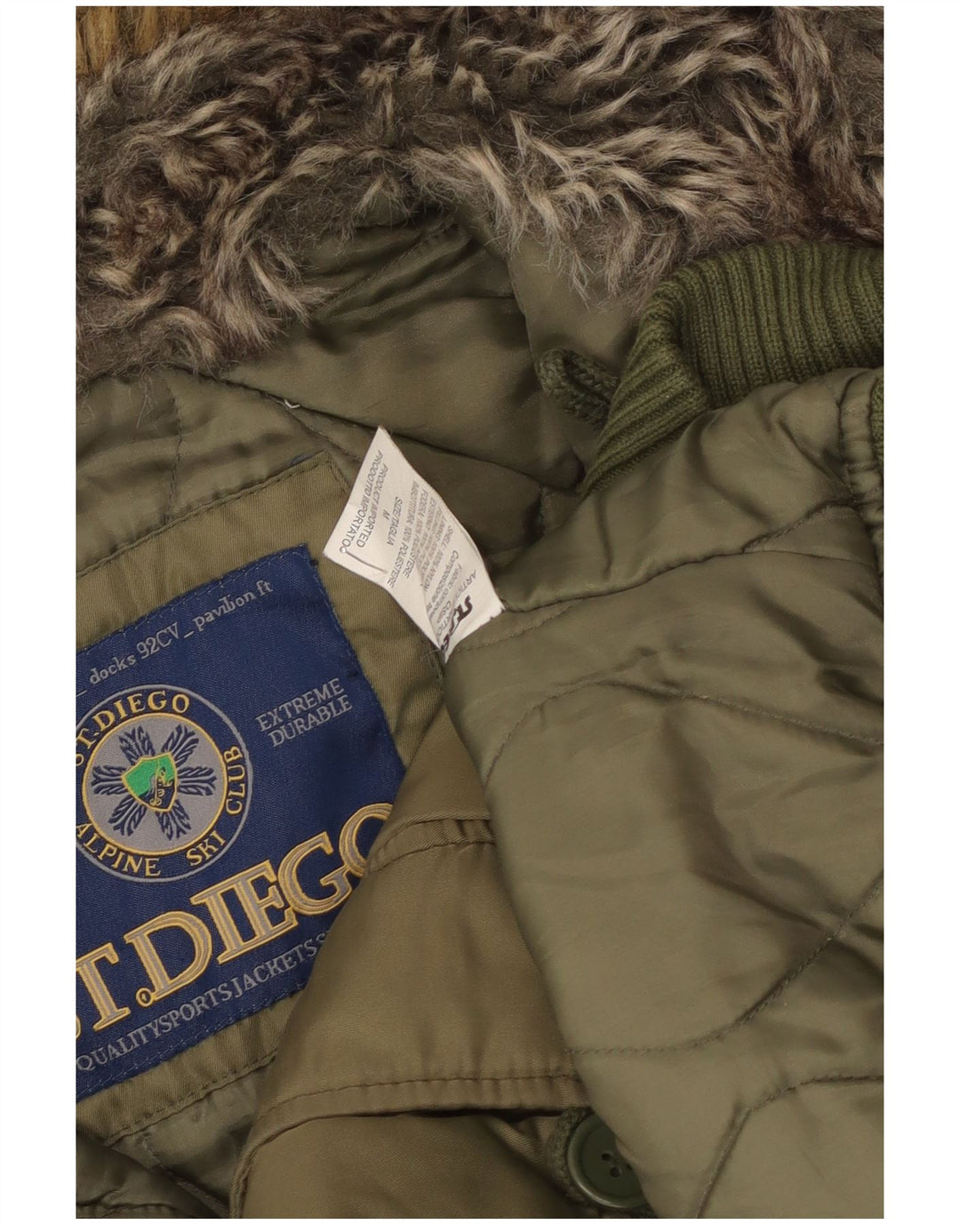 Vintage muška skijaška jakna s kapuljačom UK 38, srednji kaki najlon
