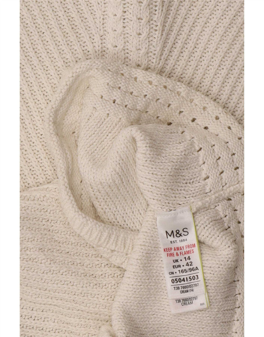 Marks & Spencer ženski džemper s veznim izrezom UK 14 srednje bijele boje