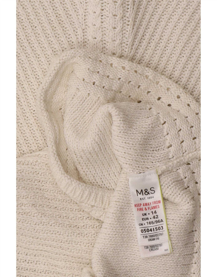 Marks & Spencer ženski džemper s veznim izrezom UK 14 srednje bijele boje