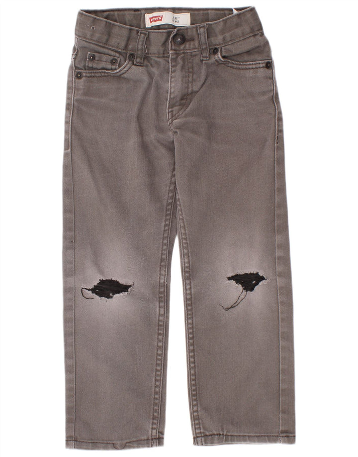 Levi's Boys 511 Oštećene uske traperice 4-5 godina W22 L18 Sivi pamuk