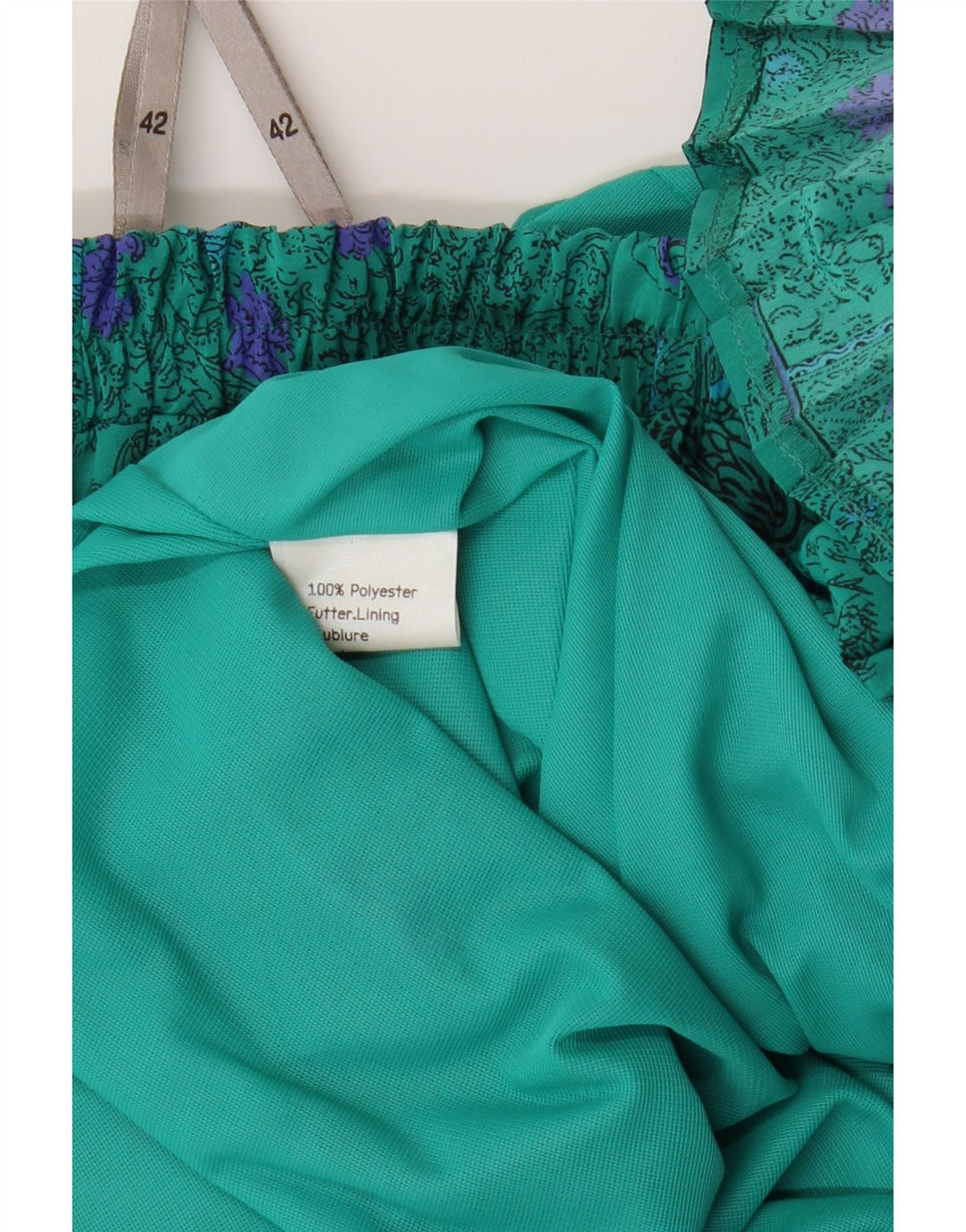 VINTAGE Womens Abstract Pattern Pleated Skirt IT 42 Medium W28  Turquoise