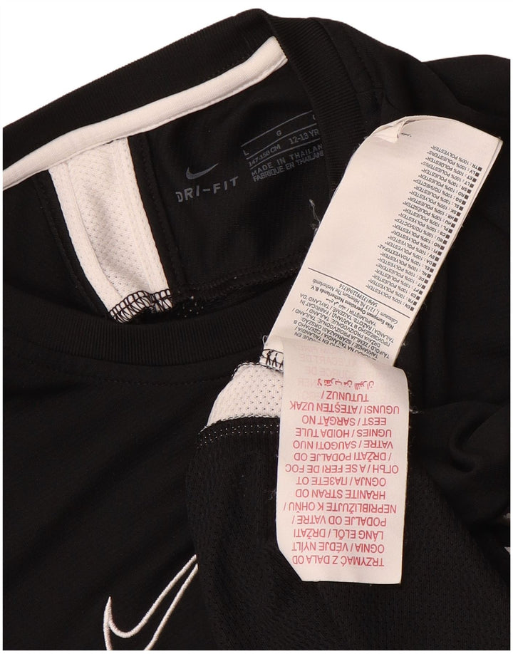Nike Boys Dri Fit T-Shirt Top 12-13 Years Large Black Poliester
