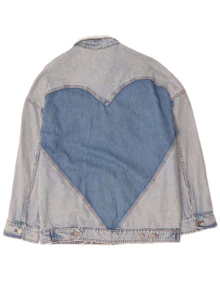 Zara ženska prevelika traper jakna UK 10 Small Blue Colourblock Cotton