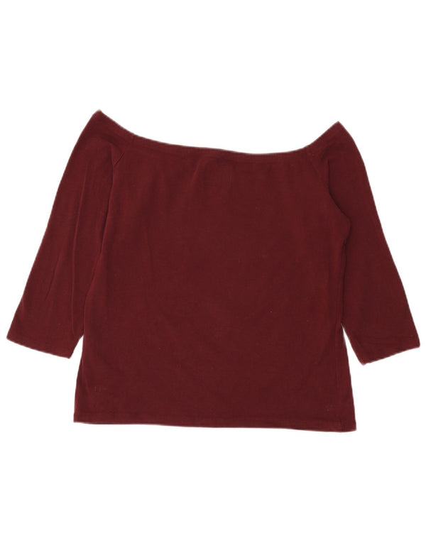 Superdry ženska majica s otvorenim ramenima 3/4 rukava UK 18 XL tamnocrveni pamuk