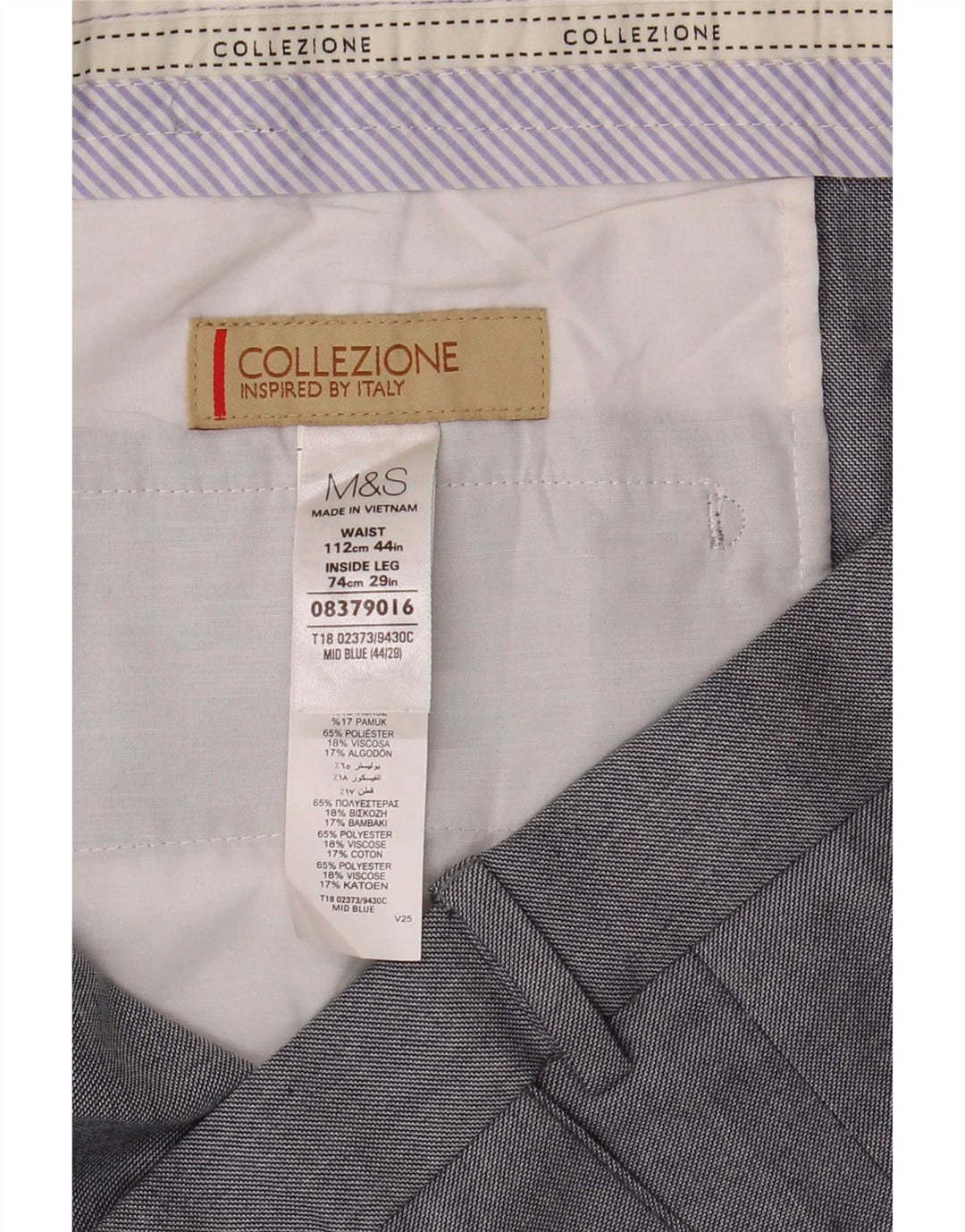 Marks & Spencer muške ravne chino hlače W44 L29 sivi poliester