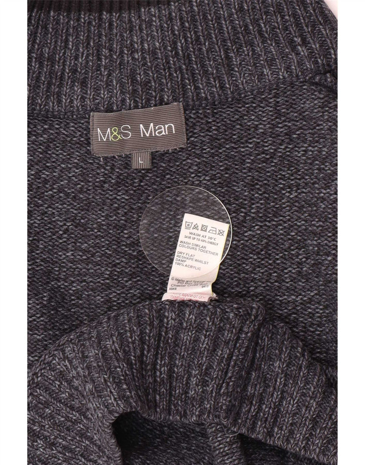 Marks & Spencer muški džemper s dugmadima i ovratnikom Veliki tamnoplavi pulover