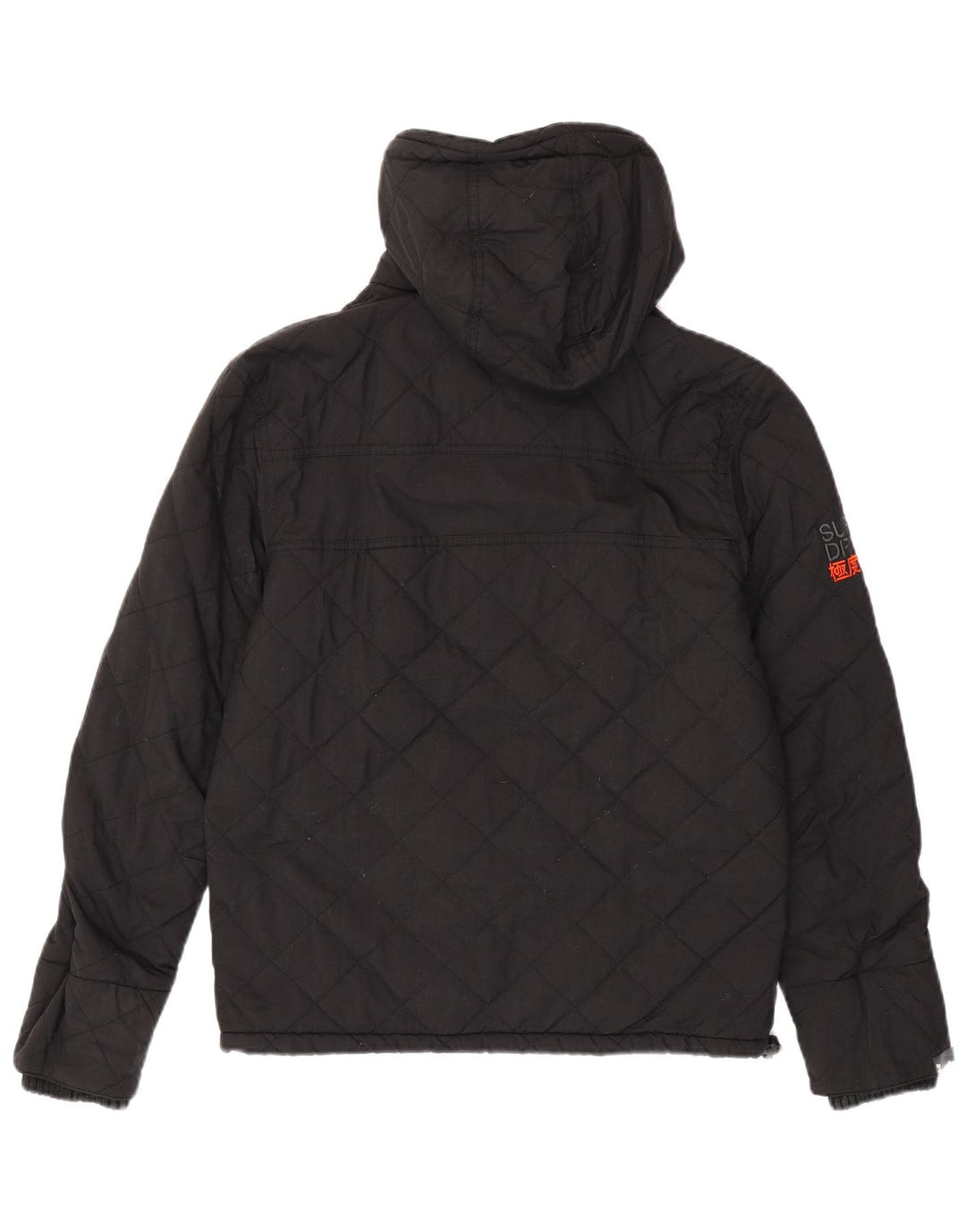 SUPERDRY Mens Windcheater Hooded Windbreaker Jacket UK 36 Small Black