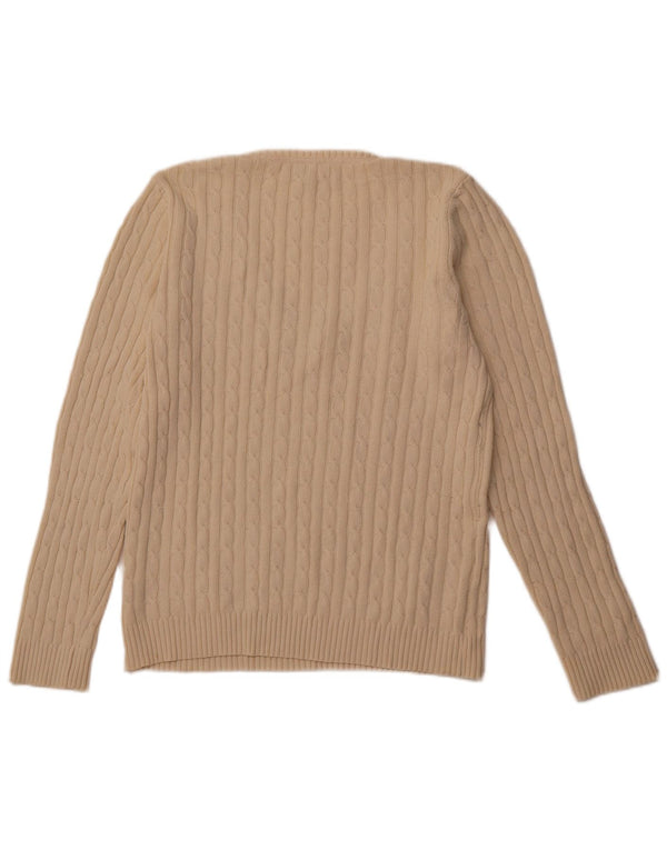 CREW CLOTHING Ženski džemper s V-izrezom UK 18 XL sivobijeli pamuk