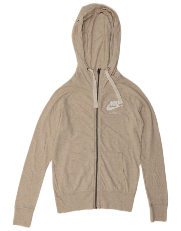 Nike ženska velika majica s kapuljačom s patentnim zatvaračem UK 6 XS bež pamuk