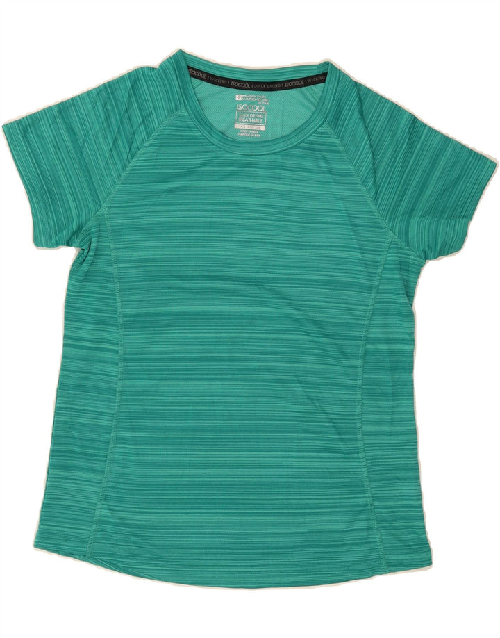 MOUNTAIN WAREHOUSE Womens T-Shirt Top UK 12 Medium  Turquoise Striped Vintage Mountain Warehouse and Second-Hand Mountain Warehouse from Messina Hembry 