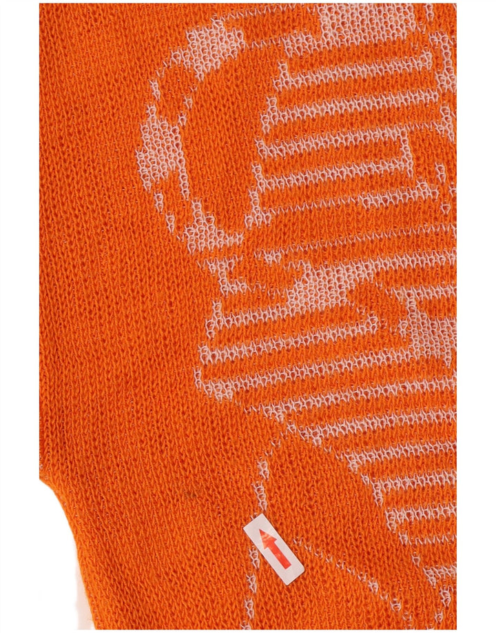 Vintage ženski džemper s okruglim izrezom UK 12 Srednje narančasti akril