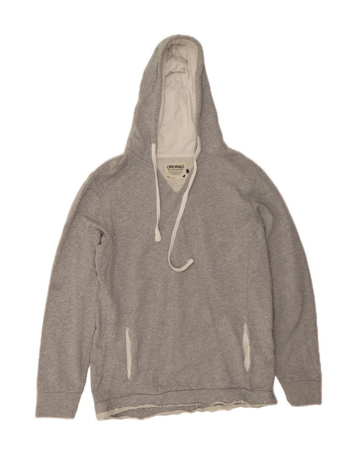 JACK & JONES Mens Hoodie Jumper Large Grey Cotton Vintage Jack & Jones and Second-Hand Jack & Jones from Messina Hembry 