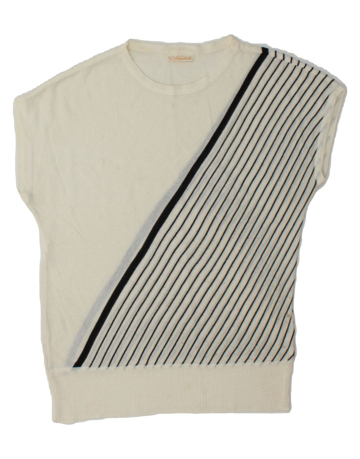 ANNABELLE LONDON Womens Crew Neck Jumper Sweater IT 42 Medium Off White Vintage Annabelle London and Second-Hand Annabelle London from Messina Hembry 
