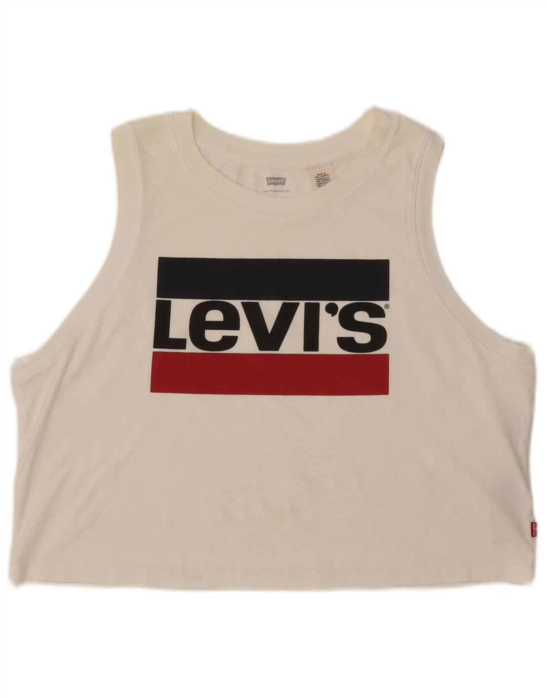 LEVI'S ženski kratki grafički prsluk UK 16 Large Off White Pamuk