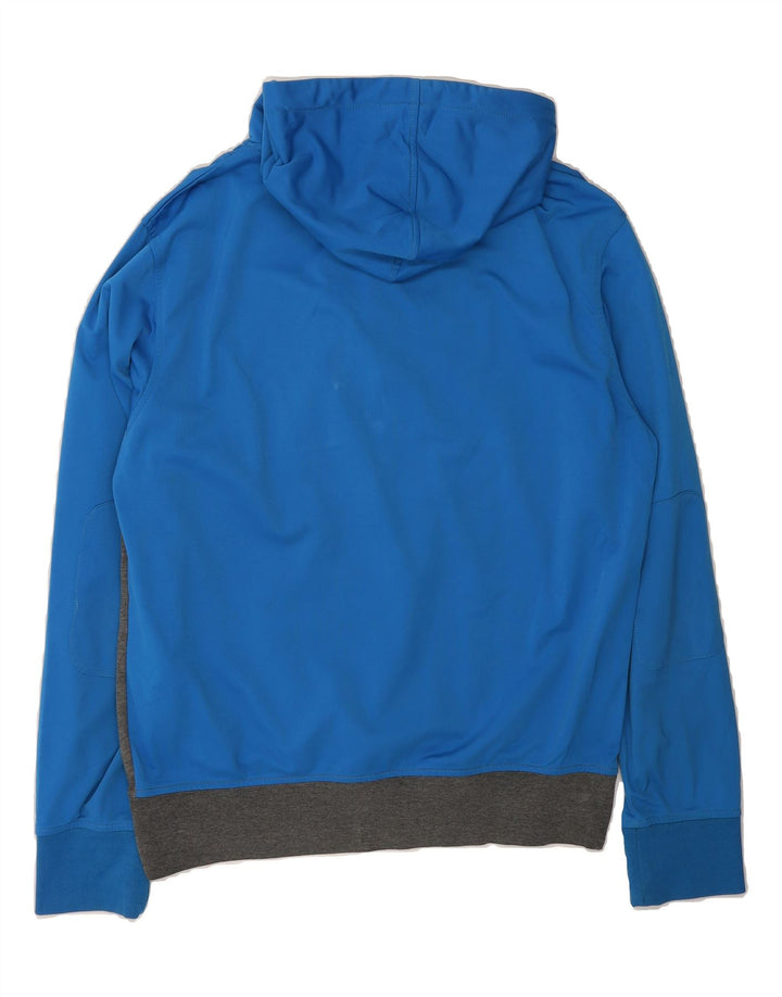 JACK & JONES Mens Button Neck Hoodie Jumper XL Blue Colourblock Polyester Vintage Jack & Jones and Second-Hand Jack & Jones from Messina Hembry 