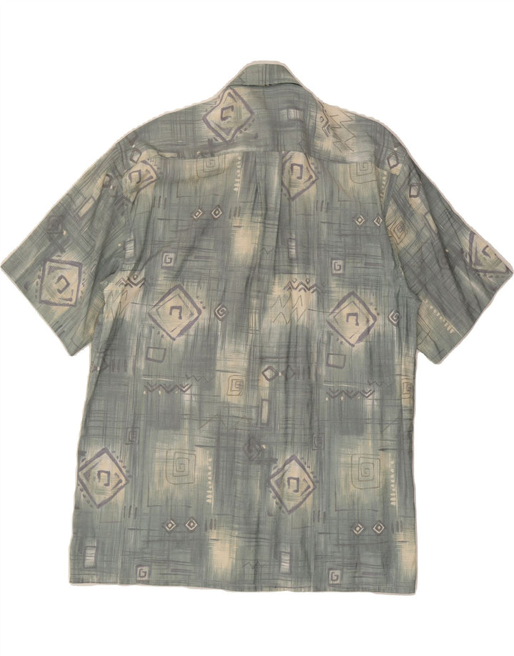 NICK TAYLOR Mens Short Sleeve Shirt Large Green Geometric Vintage Nick Taylor and Second-Hand Nick Taylor from Messina Hembry 