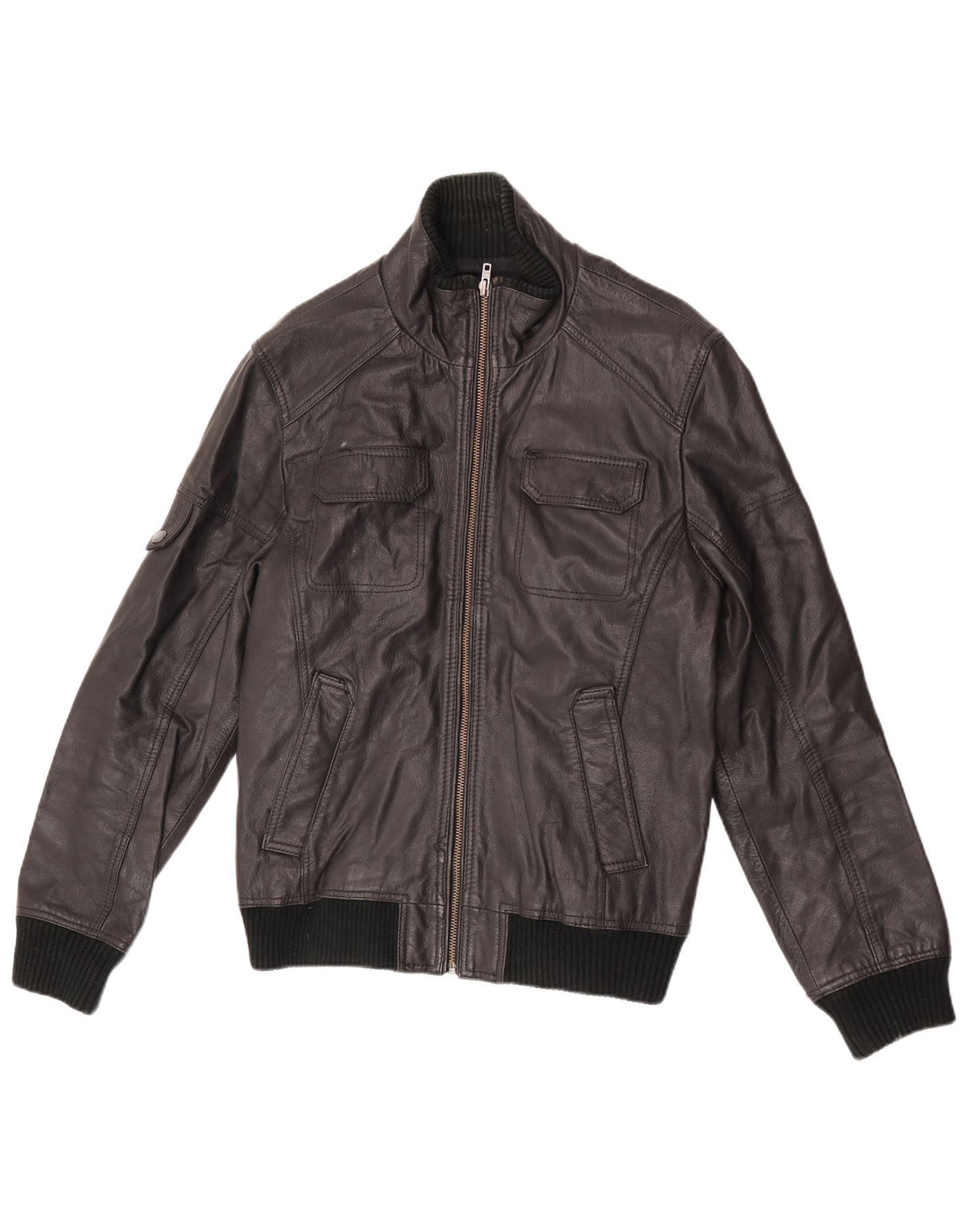 Jack & Jones muška bomber kožna jakna UK 40 velika crna