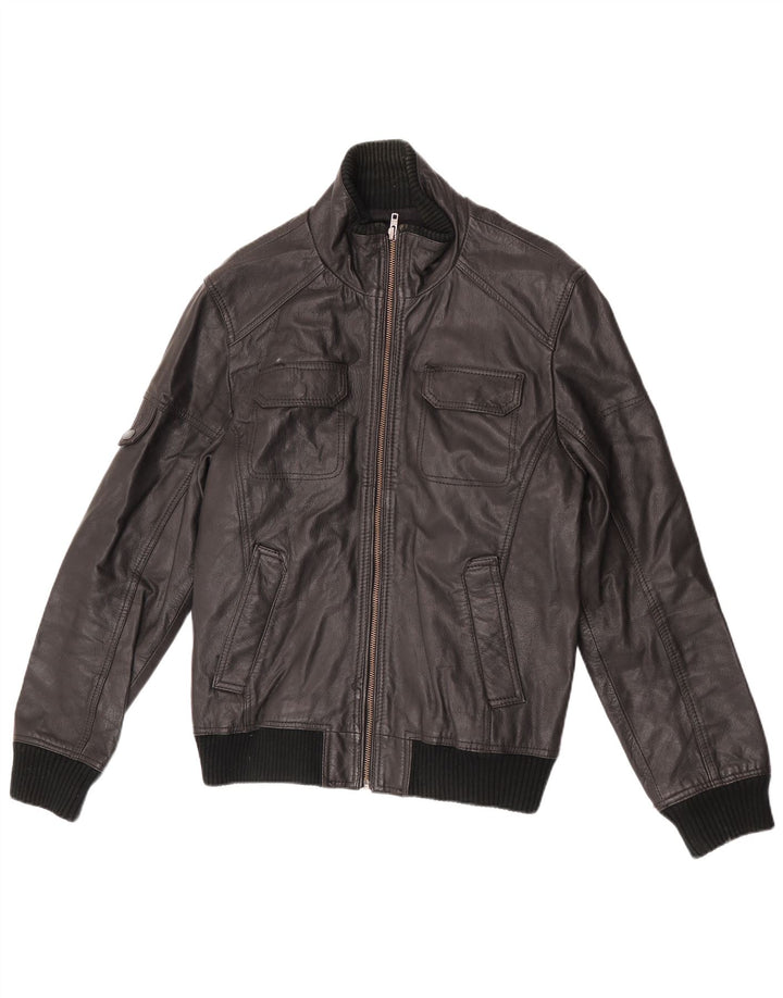 Jack & Jones muška bomber kožna jakna UK 40 velika crna