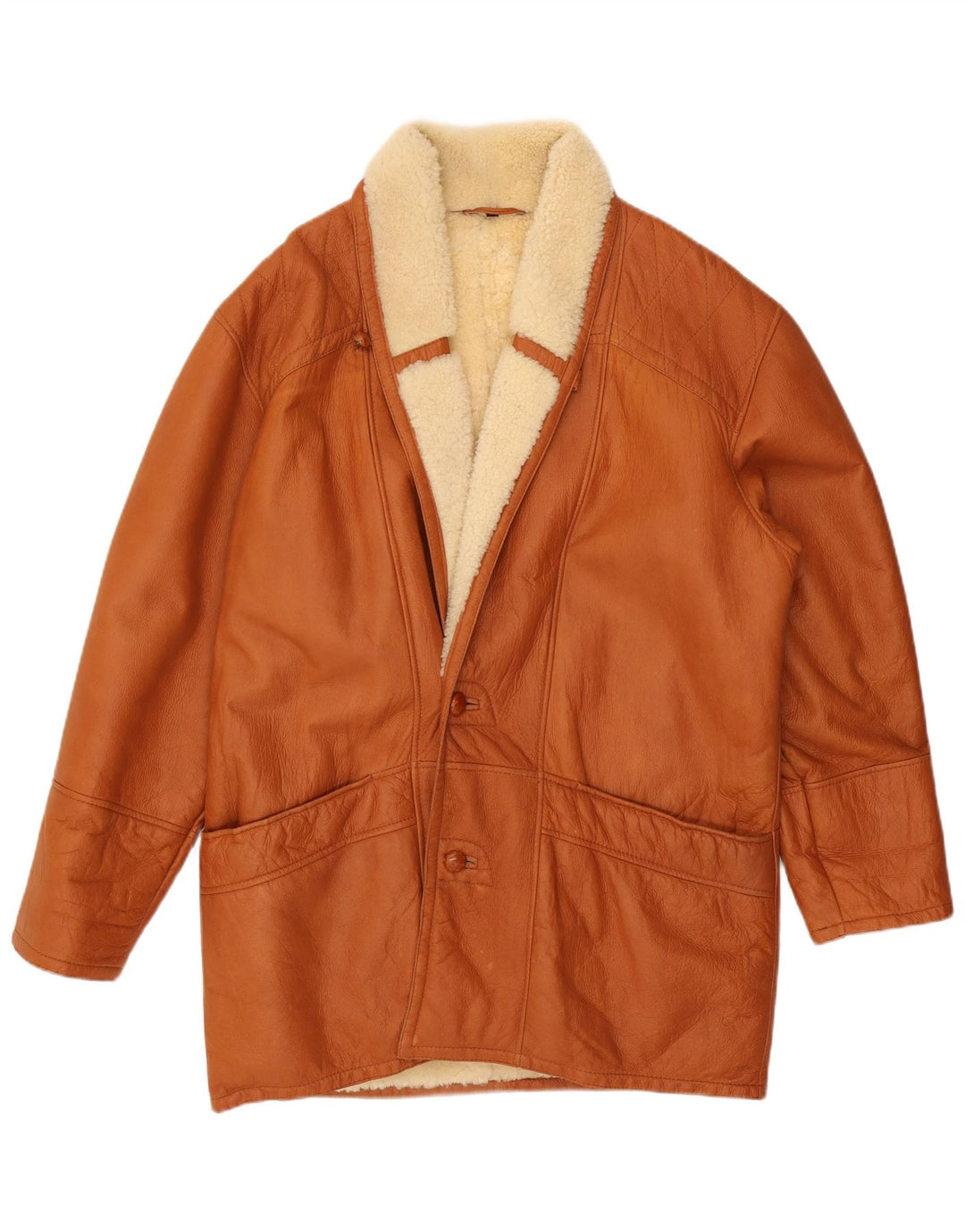 VINTAGE Muški gornji kaput od šišanih šiša IT 50 Veliki smeđi šišani kaput