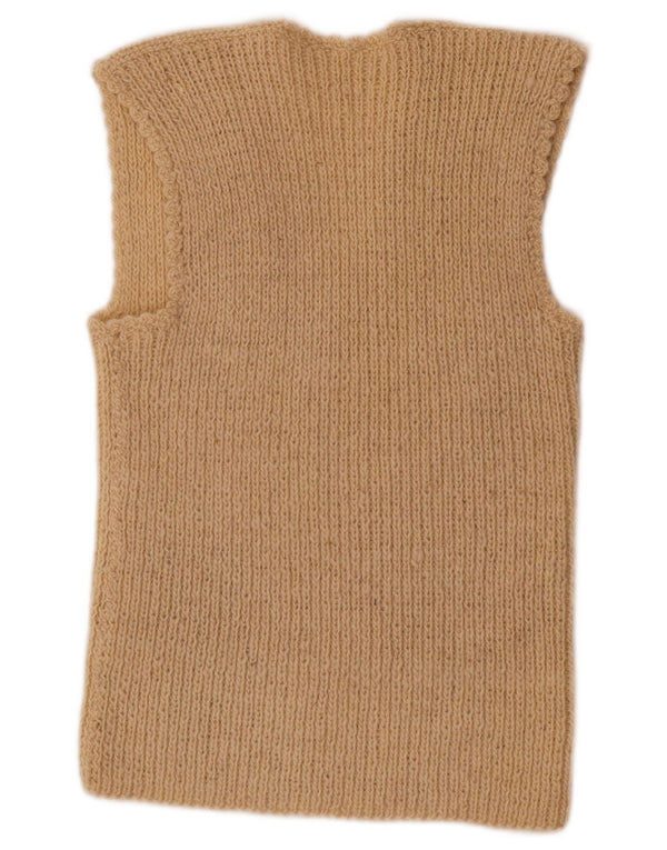 VINTAGE ženski prsluk bez rukava UK 12 Srednje bež