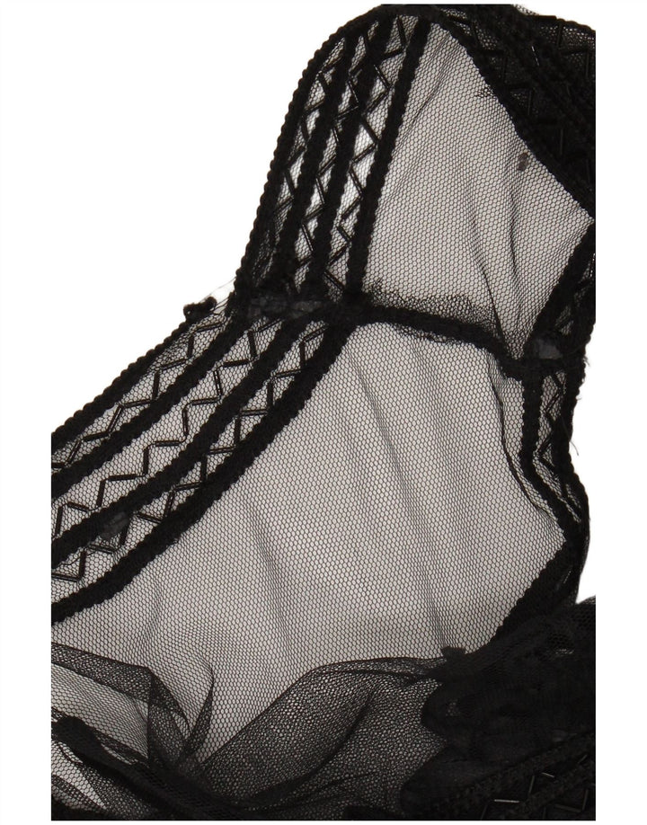 Vintage ženska prozirna košulja bluza UK 14 srednje crna cvjetna