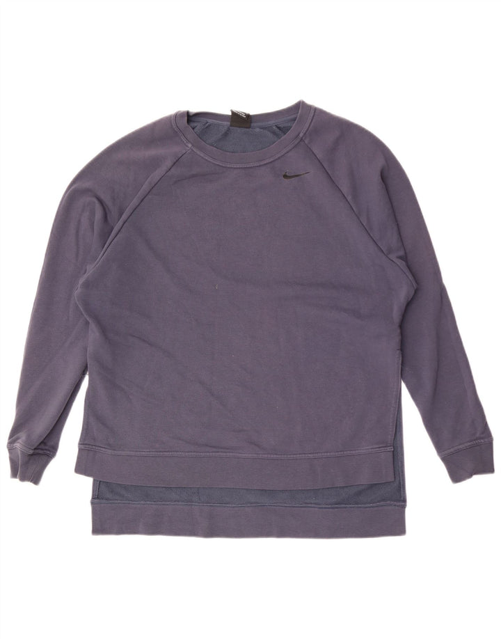Nike Ženski Dri Fit Oversized Sweatshirt Jumper UK 10 Mali tamnoplavi