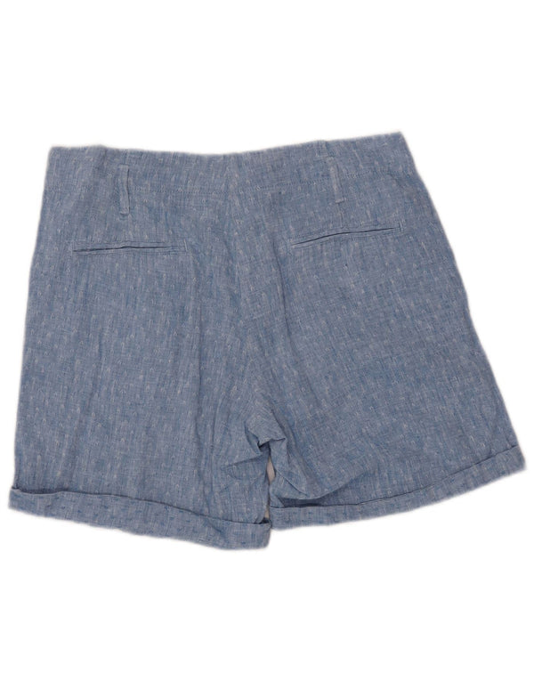 Marks & Spencer Womens Pegged Chino Shorts UK 12 Medium W32 Blue Geometric