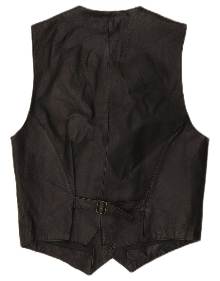 CONWELL Mens Leather Waistcoat Small Black Leather