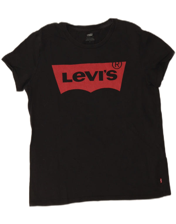 Gornja ženska majica kratkih rukava Levi's s grafičkim motivima UK 12 srednje crni pamuk